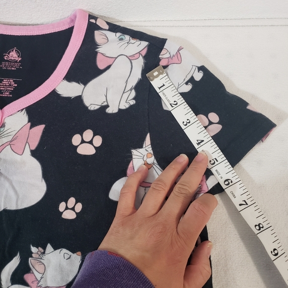 DISNEY Womens Size Extra Small Black Pink Aristocats Short Sleeve Sleep Shirt - Picture 9 of 9